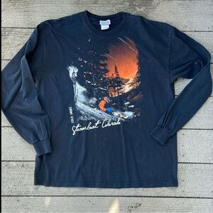 Men's Steamboat Springs Colorado Long Sleeve Black Cotton Tee Shirt Size XL